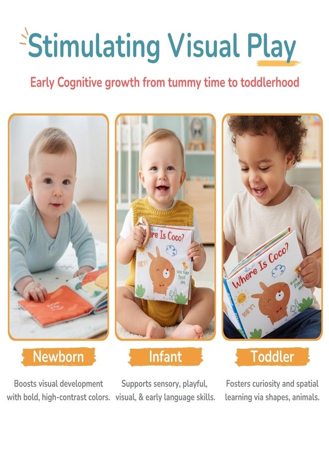 Tidy Sleep Where is Coco Book | Colorful Baby Sensory Book - High Contrast Cloth Book for Newborns 0-12 Months, Vision and Observation Skills Development Ideal Gift for Newborns - Image 5